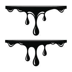 Black liquid drips on white background drop fluid
