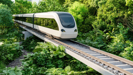 Naklejka premium Public Transport Clean Energy Green Concept, Clean public transport is green energy futuristic concept. It inspires hope