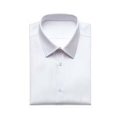 Neatly folded white dress shirt with classic collar and single front button, ideal for formal events and business wear on transparent background