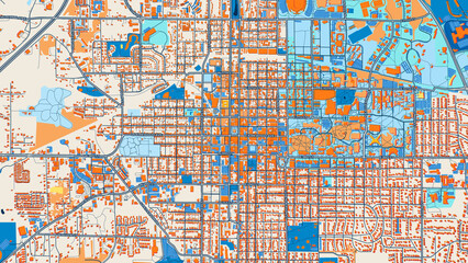 Naklejka premium Colorful Bloomington Street Map with Labels and Buildings