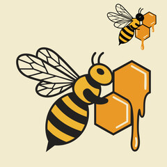 Bee Flying to Honeycomb