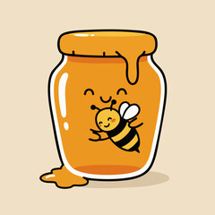 Honey Jar with Bees