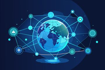 Global Network Connection A World Connected by Technology and Communication Lines