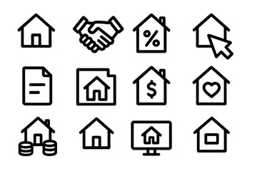 Minimal real estate and home icons set for web and app design