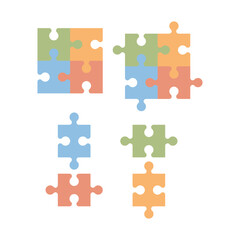 Naklejka premium Jigsaw Puzzle Pieces Vector Collection – Editable Icon Set for Infographics, Strategy Diagrams, and Teamwork Concepts