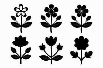 6-Icon Purslane Bundle Black Silhouette Vector Art Set