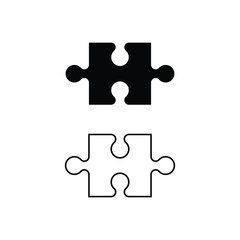 Fototapeta premium Simple Jigsaw Puzzle Pieces Vector – Black and White Line Icons for Web, Apps and UI Design.