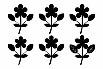 6-Icon Purslane Bundle Black Silhouette Vector Art Set