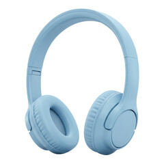 A Modern Blue Headset for Music Lovers. Cut Out, Clipping Path Isolated on Transparent PNG Background.