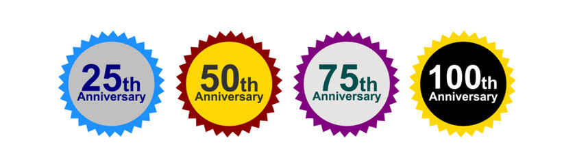 Elegant Anniversary Badge Set for 25th, 50th, 75th and 100th Celebration Events