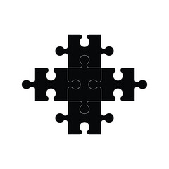 Obraz premium Four Puzzle Pieces Graphic – Colorful Jigsaw Vector for Concept, Strategy and Teamwork Illustration.