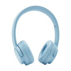 Blue Headphones for Listening to Music and Podcasts. Cut Out, Clipping Path Isolated on Transparent PNG Background.