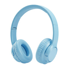 A Modern Blue Headphones on a Transparent PNG Background. Cut Out, Clipping Path.