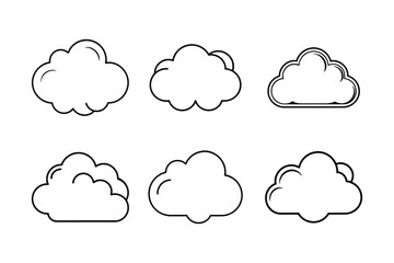 A set of cloud line art vector illustration