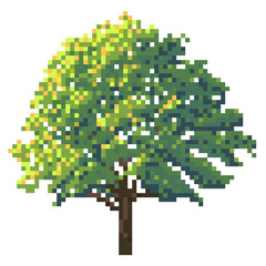 Pixel art green tree sprite for games or digital design