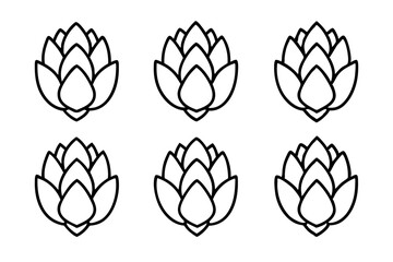 Artichoke Icon Set 6 Unique One-Line Vector Illustrations