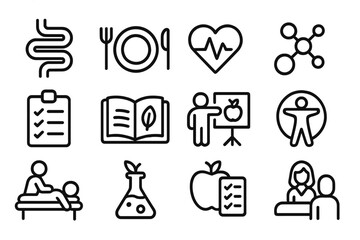 Minimalist health and wellness icons set for holistic living