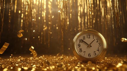 New year countdown celebration with festive gold decor