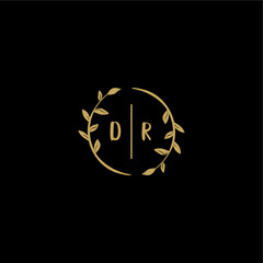Obraz premium DR feminine and elegant wedding monogram initial logo with circle floral gold