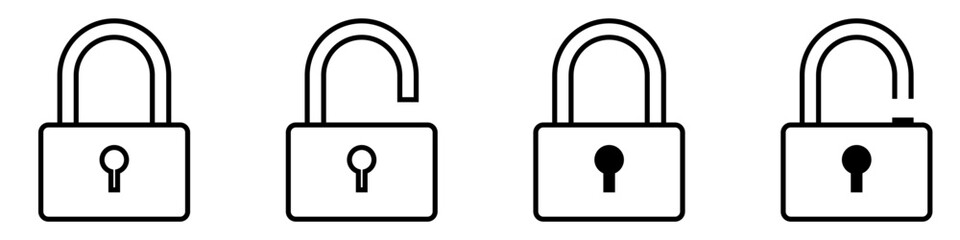 lock vector icon set. open or closed illustration sign collection. door symbol. unlock logo.