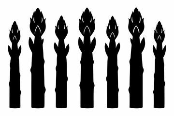 Asparagus 6 Icon Bundle Black Silhouette Vector Set