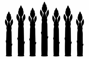 Asparagus 6 Icon Bundle Black Silhouette Vector Set