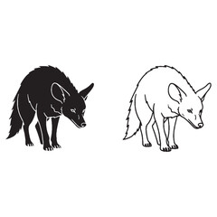 High-Quality Aardwolf Art Duo - Silhouette & Lineart for Premium Use - Aardwolf silhouette - Aardwolf lineart - Aardwolf vector - vector set of Aardwolf

