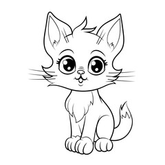 Doodle Vector Illustration of a Cat in Cartoon Style. Isolated on white background. Perfect for pat-themed design projects, stickers and coloring book.