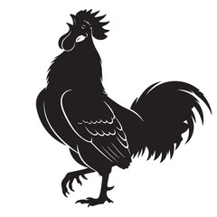 Black silhouette of a rooster, a symbol of 2017 on the Chinese calendar, illustration