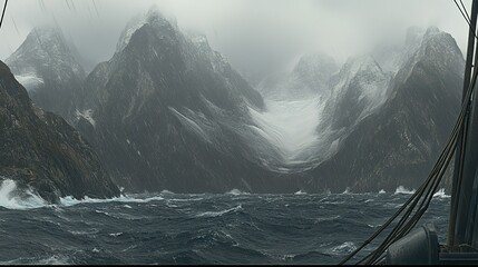 Rising waves meet cracked ice under a stormy sky, a stark reminder of sea level urgency.