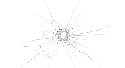 Illustration of a cracked glass surface isolated on transparent background reveals a pattern of destruction and fragility