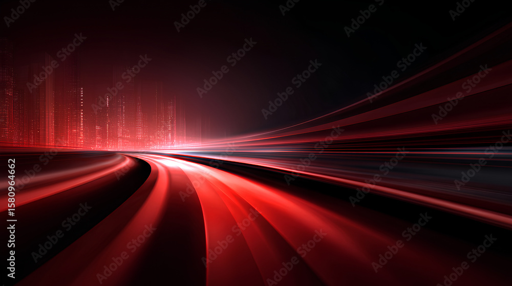 Aufkleber vector red light line with futuristic motion effect and abstract automobile blur, glowing trail and 