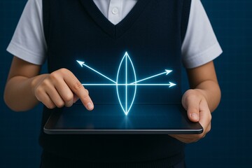 Interactive Learning with Digital Technology: Student Using Tablet for Education