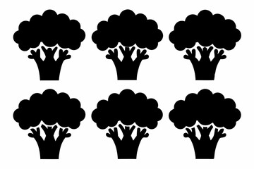 Black Silhouette Broccolini Icons - Vector Collection