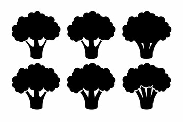 Black Silhouette Broccolini Icons - Vector Collection