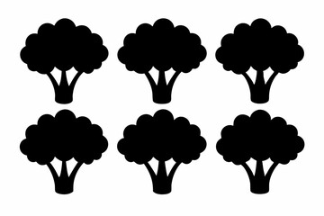 Black Silhouette Broccolini Icons - Vector Collection