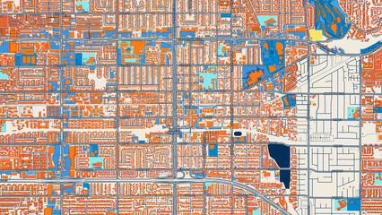 Colorful Upland Street Map with Labels and Buildings
