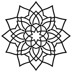 Abstract floral vector illustration with a decorative black line art pattern, perfect for a nature-inspired design element or tattoo