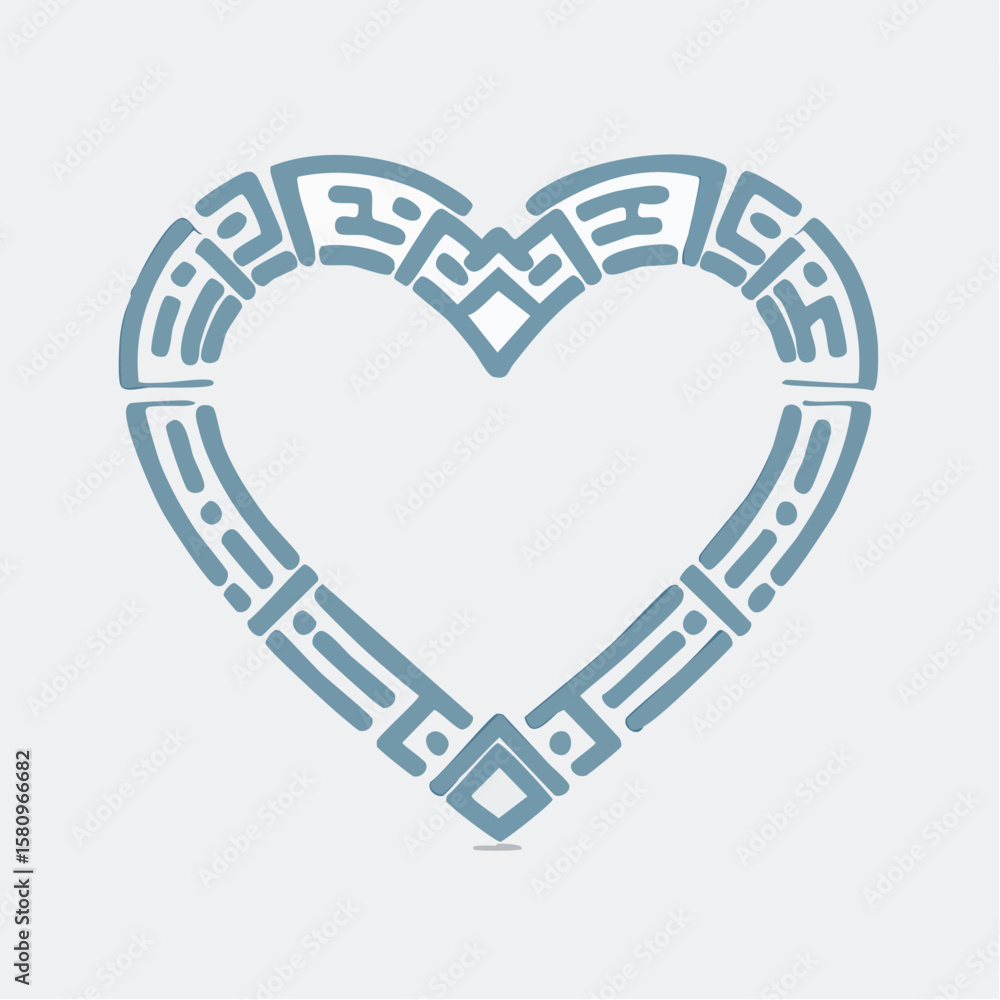 Fototapete simple code forming clean outline of a heart on neutral backdrop