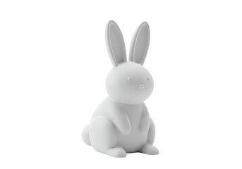 Isolated White Rabbit Figurine with Smooth Texture