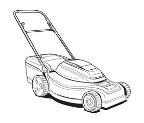 Electric lawn mower line art.