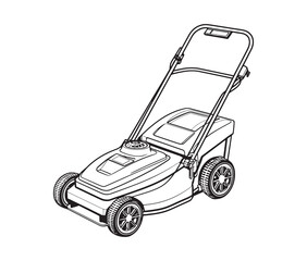 Electric lawn mower line art.