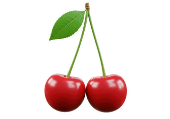 Isolated Duo of Sweet Red Cherries