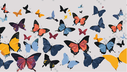 Collection of butterfly silhouette icon vectors in elegant flat style on white background, perfect for nature designs, beauty logos, eco branding, and spring-themed illustrations