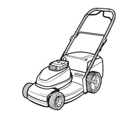 Electric lawn mower line art.