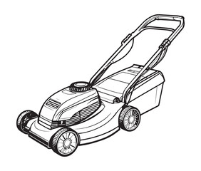 Electric lawn mower line art.