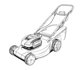 Electric lawn mower line art.