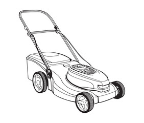 Electric lawn mower line art.
