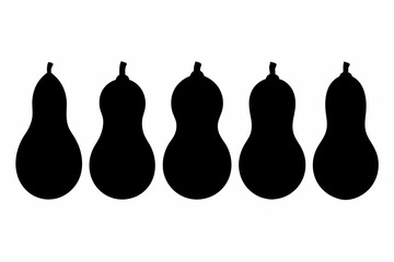 Butternut Squash Icon Set – Black Silhouettes