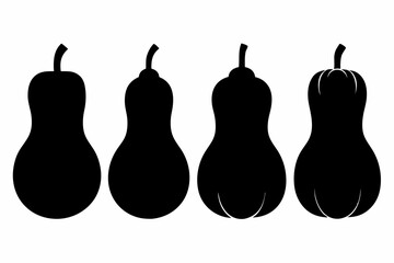 Butternut Squash Icon Set – Black Silhouettes